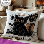 20471 halloween black cat gothic cushion 2