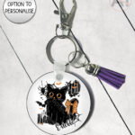 20473 halloween black cat gothic keyring