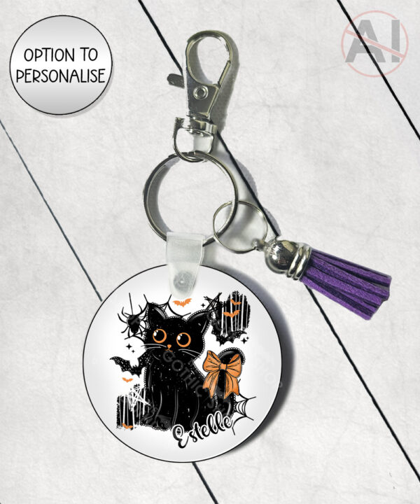 20473 halloween black cat gothic keyring