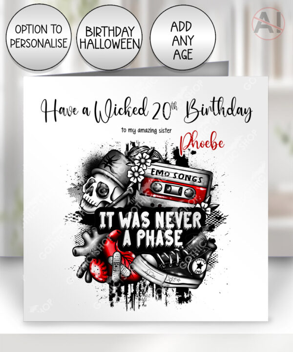 20495 emo never a phase personalised card 1