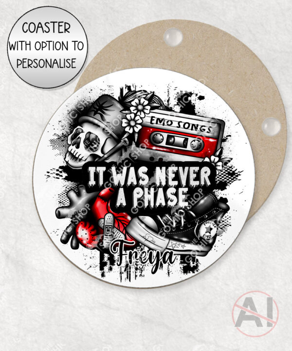 20496 emo never a phase personalised coaster 1