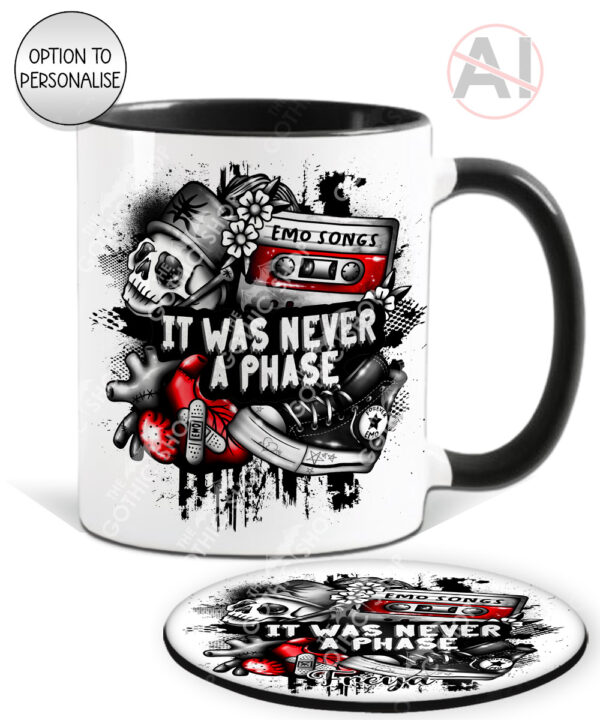 20496 emo never a phase personalised mug coaster