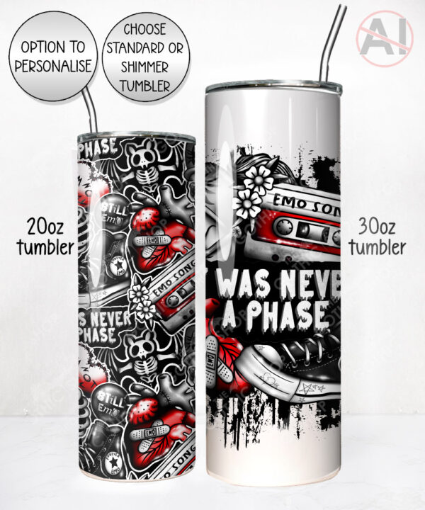 20497 emo never a phase personalised tumbler 2