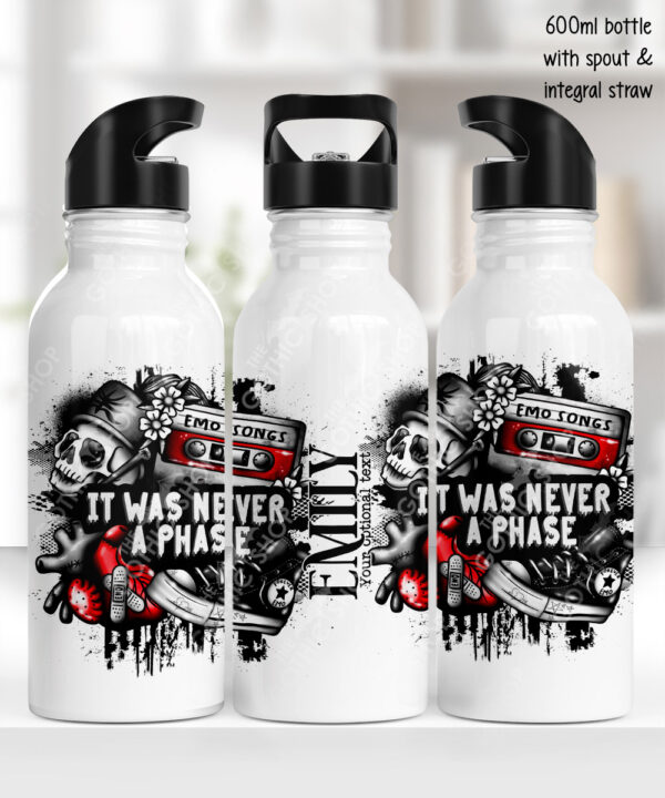 20498 emo never a phase personalised water bottle 3