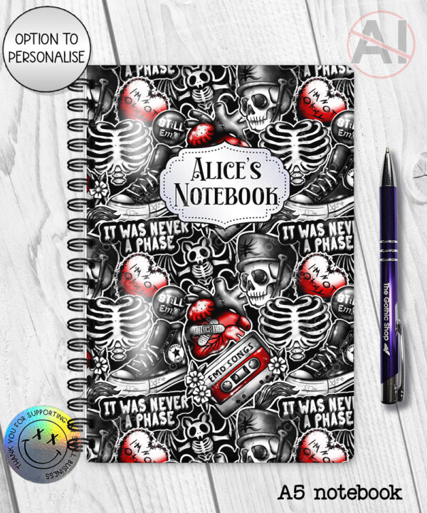 20502 emo never a phase personalised a5 notebook 1