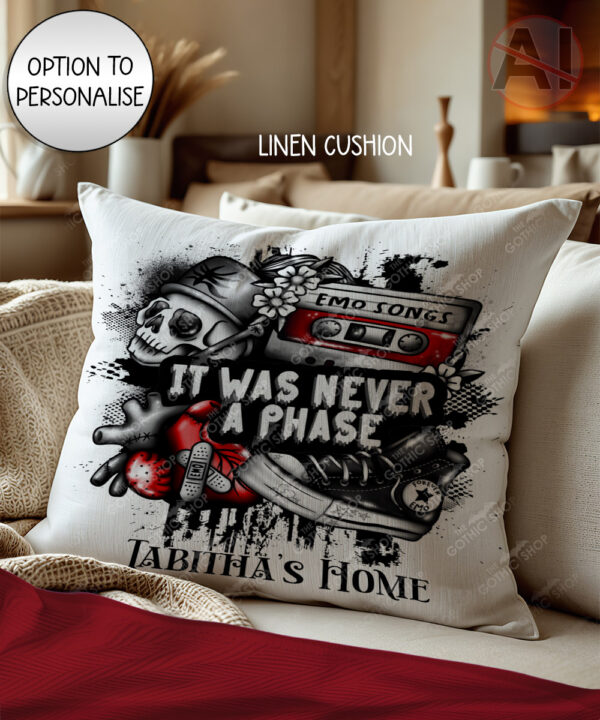 20504 emo never a phase personalised cushion 2