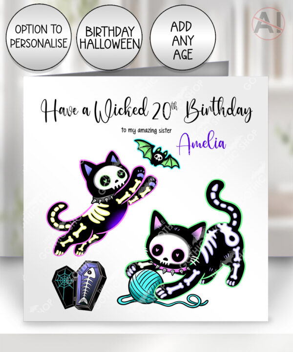 20508 skellie cats gothic birthday card
