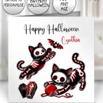 20508 skellie cats gothic halloween card