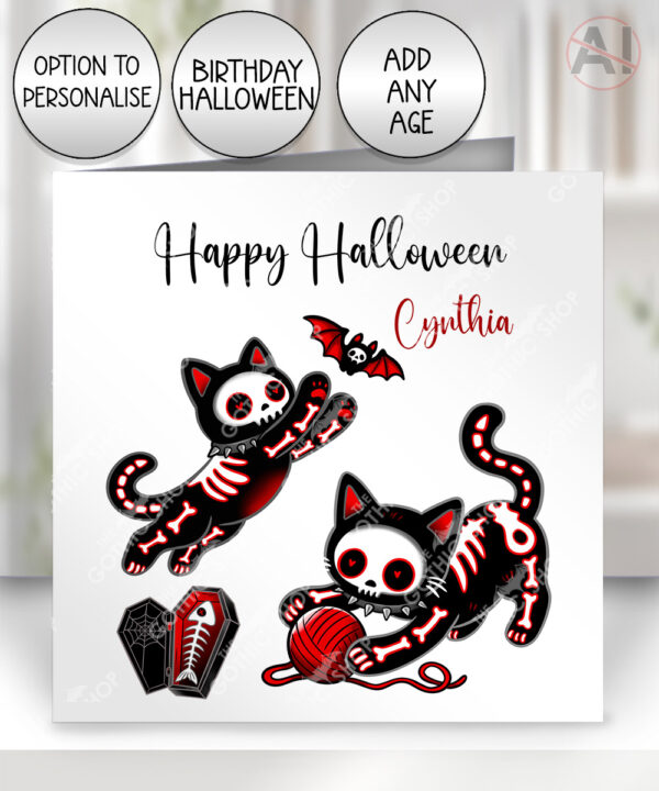 20508 skellie cats gothic halloween card