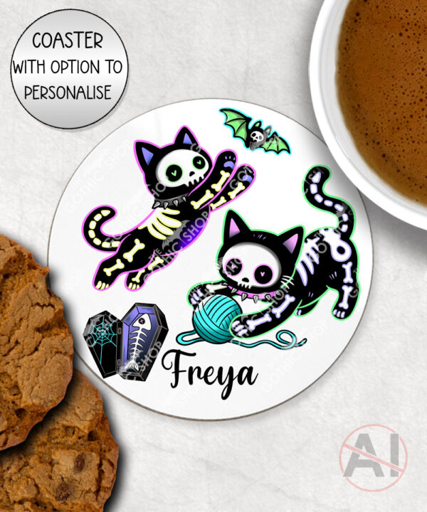 20509 skellie cats gothic halloween coaster 1