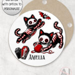 20509 skellie cats gothic halloween coaster 2