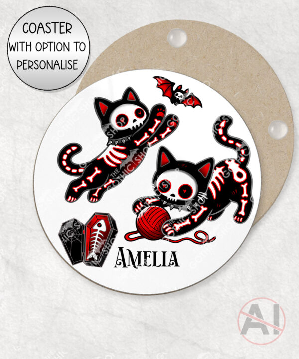 20509 skellie cats gothic halloween coaster 2