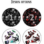 playful skellie cats gothic mouse mat option to personalise