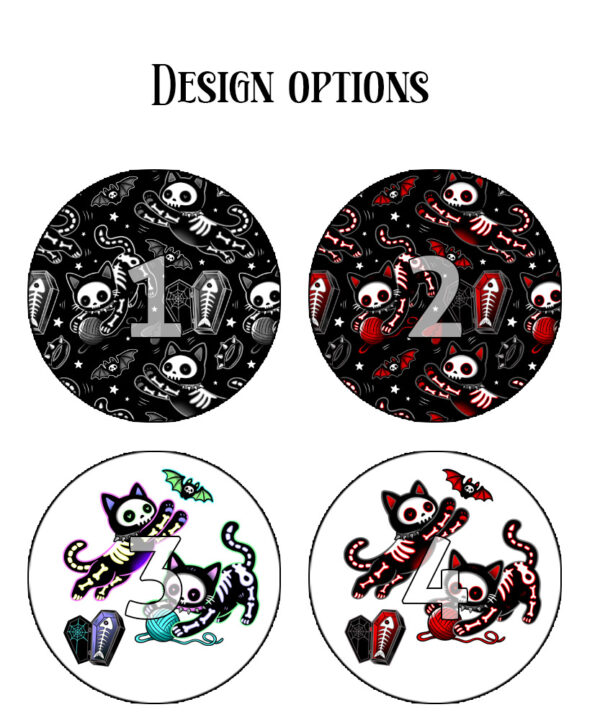 playful skellie cats gothic mouse mat option to personalise