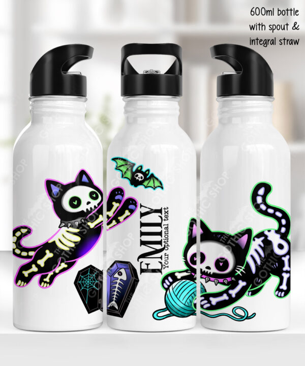 20511 skellie cats gothic halloween water bottle 1