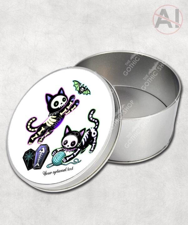 20513 skellie cats gothic halloween storage tin 3