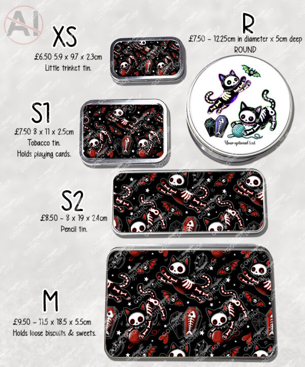20513 skellie cats gothic halloween storage tin 4