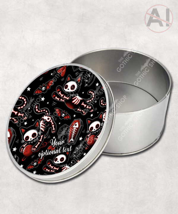 20513 skellie cats gothic halloween storage tin 6