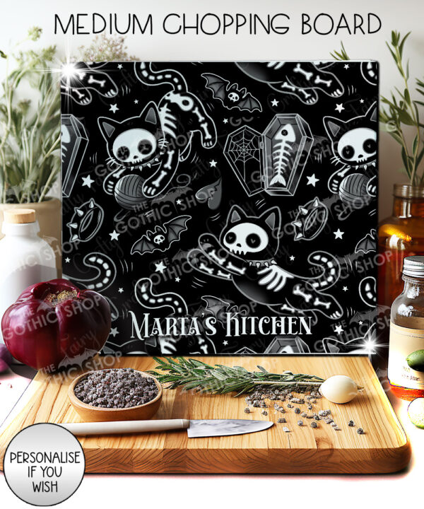 20514 skellie cats gothic halloween chopping board 2