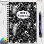 20515 skellie cats gothic halloween notebook 1