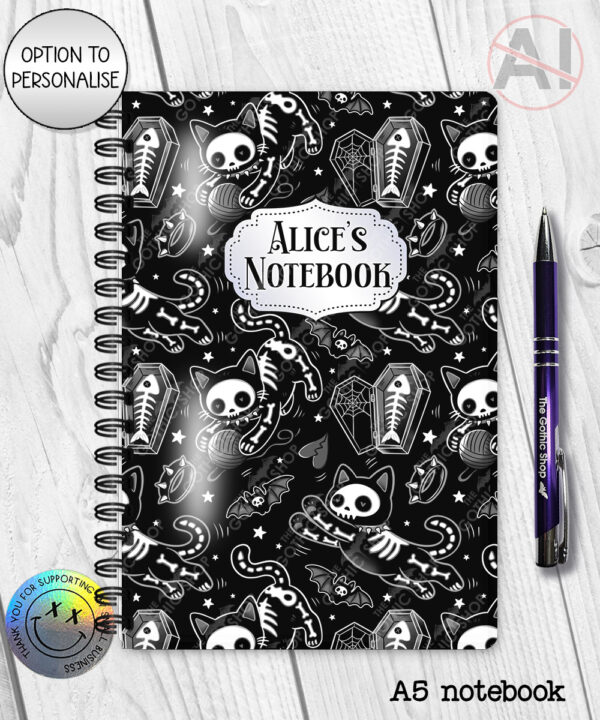 20515 skellie cats gothic halloween notebook 1