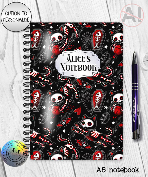 20515 skellie cats gothic halloween notebook 2