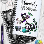 20515 skellie cats gothic halloween notebook 5