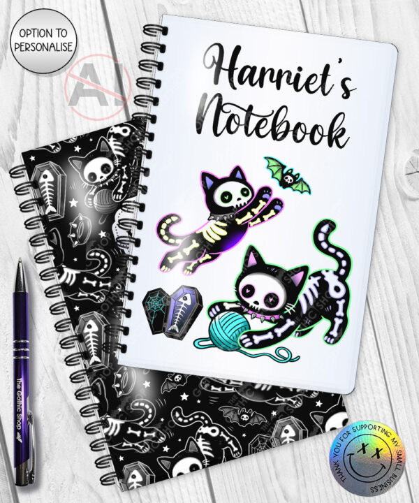20515 skellie cats gothic halloween notebook 5