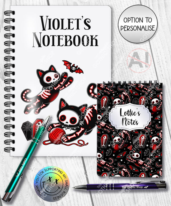 20515 skellie cats gothic halloween notebook 6