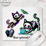 20516 skellie cats gothic halloween mousemat 1