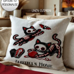 20517 skellie cats gothic halloween cushion 2