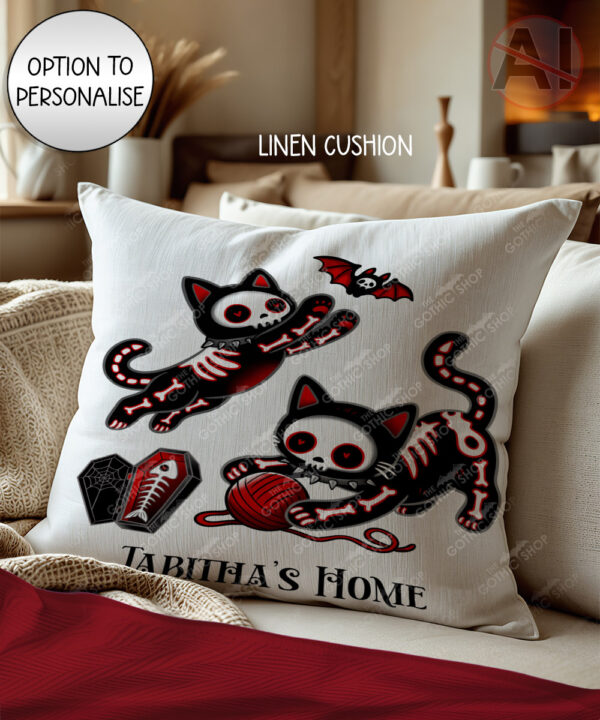 20517 skellie cats gothic halloween cushion 2