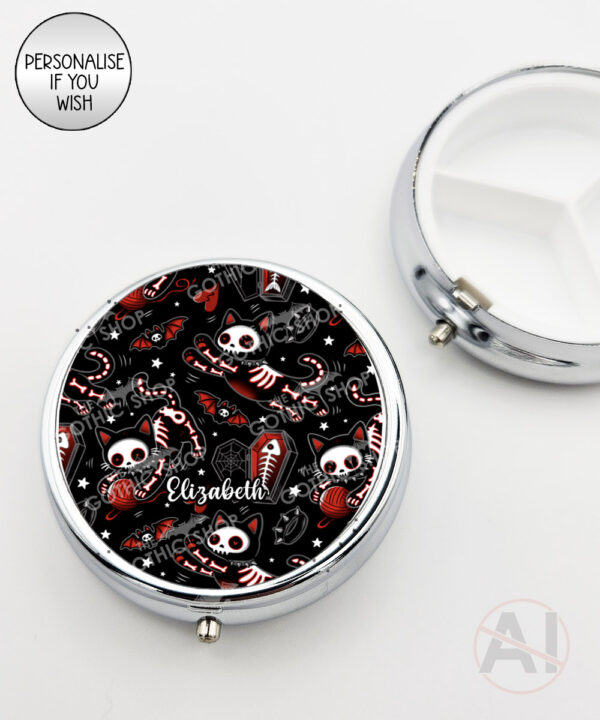 20519 skellie cats gothic halloween pill box 2