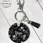 20520 skellie cats gothic halloween keyring 1