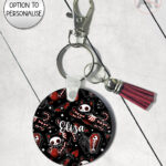 20520 skellie cats gothic halloween keyring 2