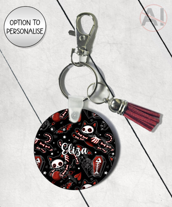 20520 skellie cats gothic halloween keyring 2