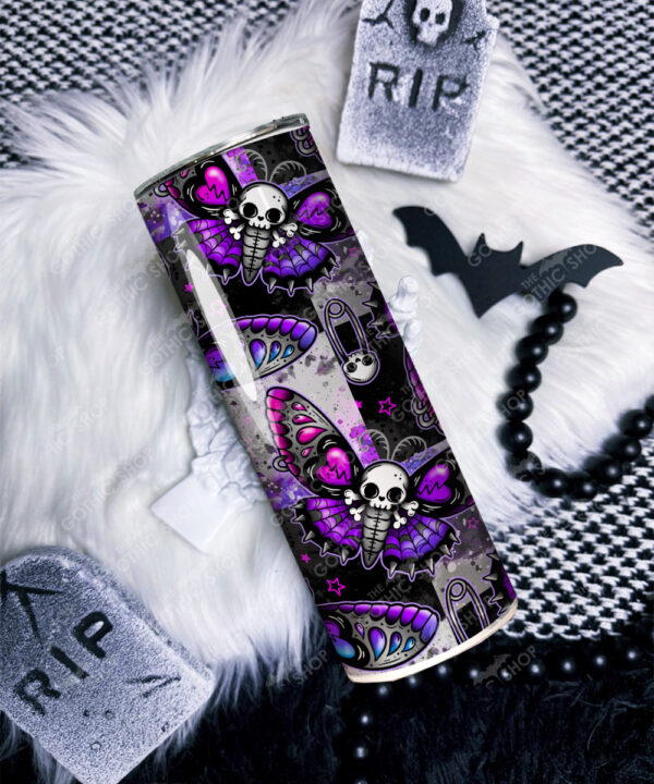 skull butterflies gothic 20oz insulated tumbler