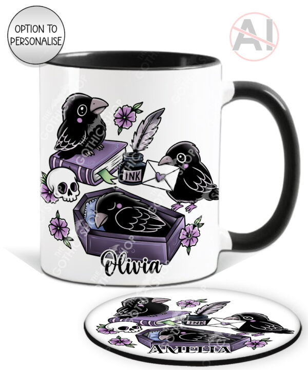 20535 nevermore raven gothic mug coaster