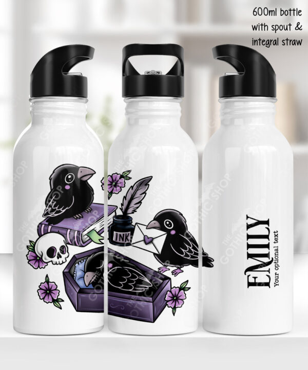 20537 nevermore raven gothic water bottle 1