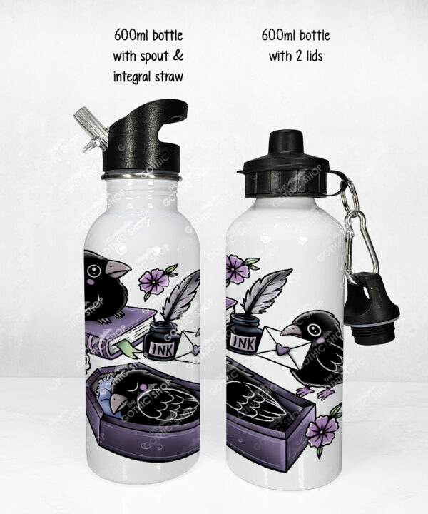 20537 nevermore raven gothic water bottle 3
