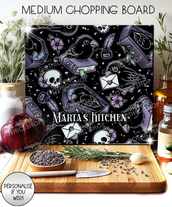 20540 nevermore raven gothic chopping board 1
