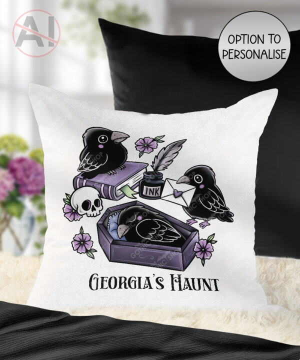 20543 nevermore raven gothic cushion 1