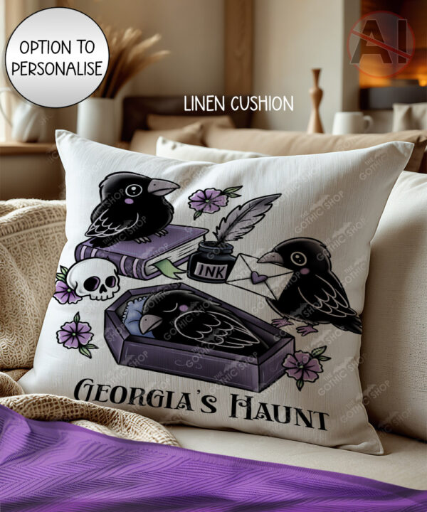 20543 nevermore raven gothic cushion 2