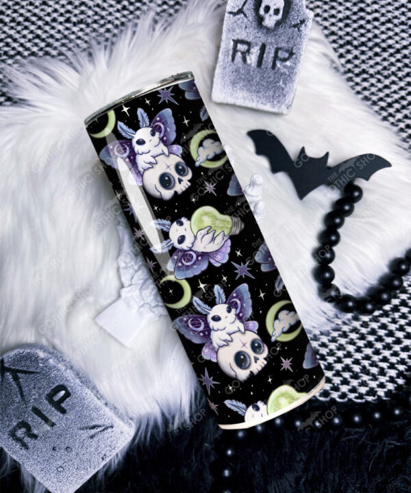 celestial moth & skull gothic straight tumbler option to personalise