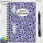 20552 purple leopard skulls gothic notebook 1