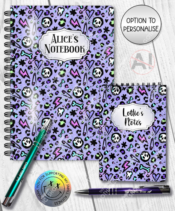 20552 purple leopard skulls gothic notebook 2