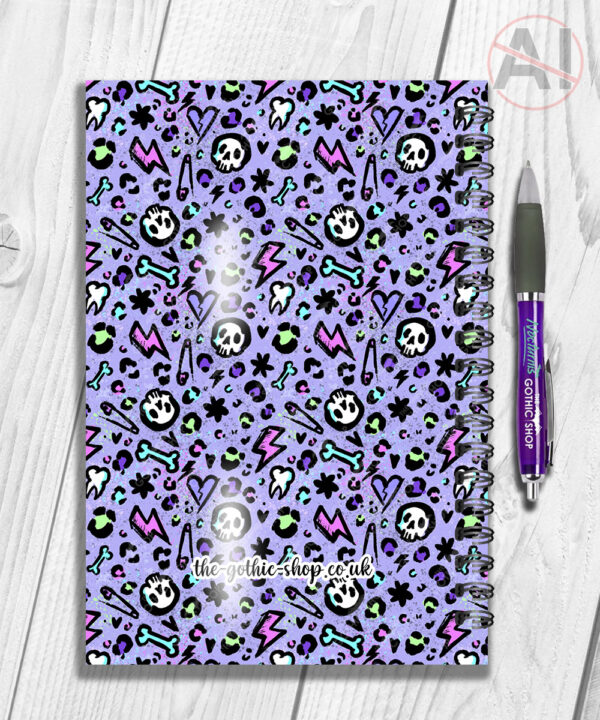 20552 purple leopard skulls gothic notebook 4