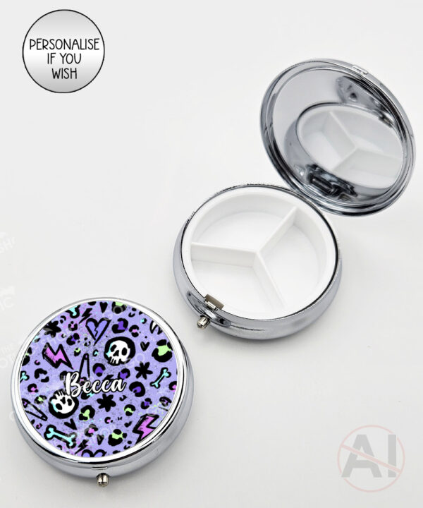 20555 purple leopard skulls gothic pill box 2