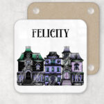 haunted houses gothic halloween mug and/or coaster optional to personalise