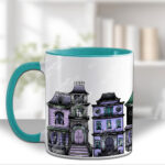 haunted houses gothic halloween mug and/or coaster optional to personalise